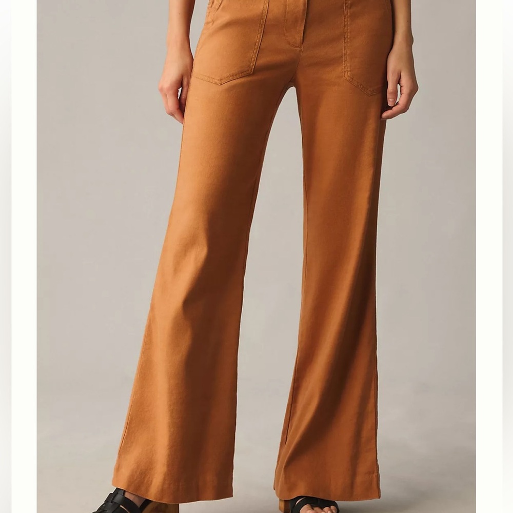 ANTHROPOLOGIE THE MAEVE‎ NAOMI WIDE-LEG FLARE PANT IN RUST BROWN COASTAL COWGIRL - Picture 7 of 15